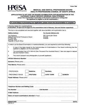 Hpcsa Form 79a