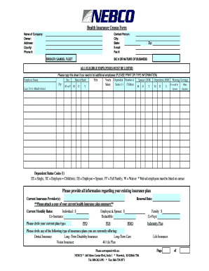 Health Insurance Census Form Excel