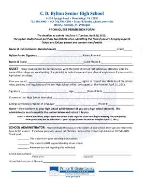Prom Permission Form