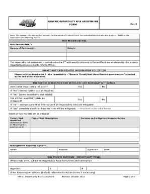 Impartiality Risk Assessment Checklist  Form