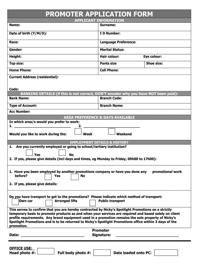 Promotion Application Form