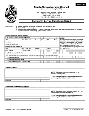 Community Service Completion Form