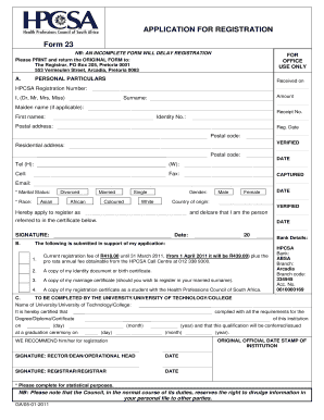  Hpcsa Form 23 2011