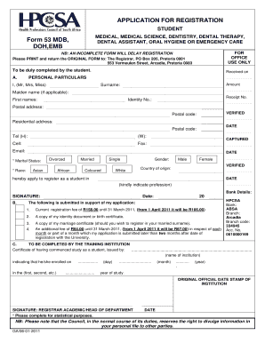 Hpcsa Form 53