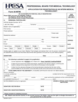 Medical Technologist Internship  Form