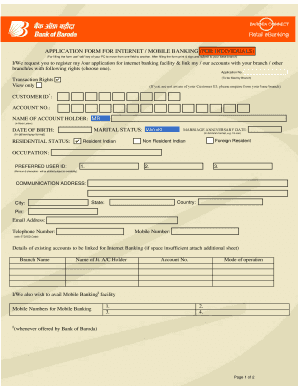 Bob Net Banking  Form