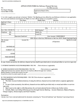 Application Form for Delivery Channel Services