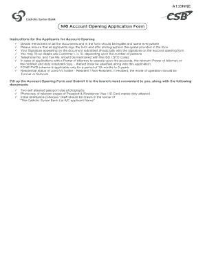 Csb Nri Account Minimum Balance  Form