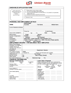 Union Miles Application Form