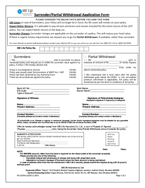 Sbi Life Surrender Application Form