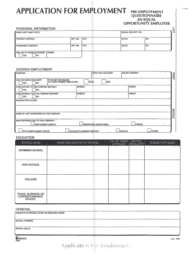 Adams 9288  Form