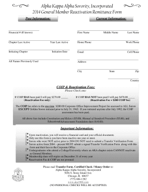 Aka General Membership Dues  Form