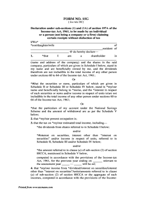 Form 15h in Hindi Format No Download Needed