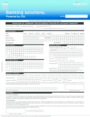 Citibank Nigeria Account Opening  Form