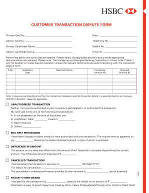 Hsbc Dispute Form India