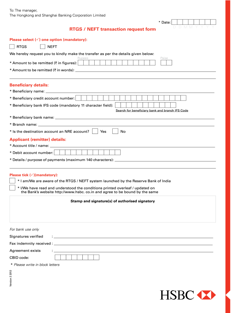  Hsbc Rtgs Form 2012