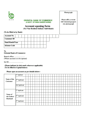 Oriental Bank of Commerce Account Opening Form