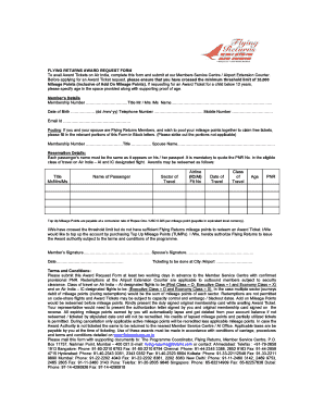 Flying Returns Login  Form