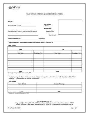 Sbi Life Fund Switch Form