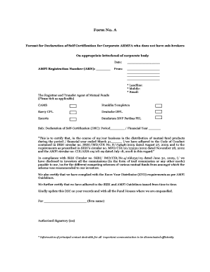 Amfi Self Declaration Online  Form