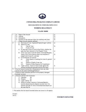 United India Insurance Claim Form Satisfaction Voucher