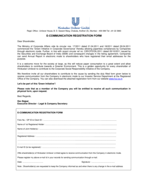 Hindustan Unilever Registration  Form