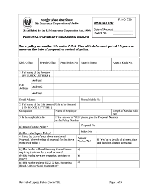 Lic Revival Form 700 PDF