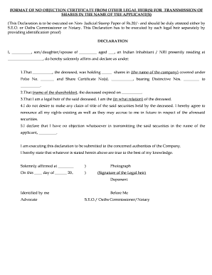 Legal Heir Declaration Format