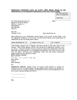 6 75 Tax Us 64 Bonds Redemption  Form