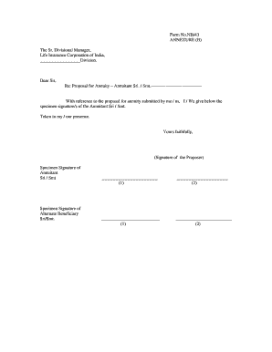 Lic Specimen Signature Form