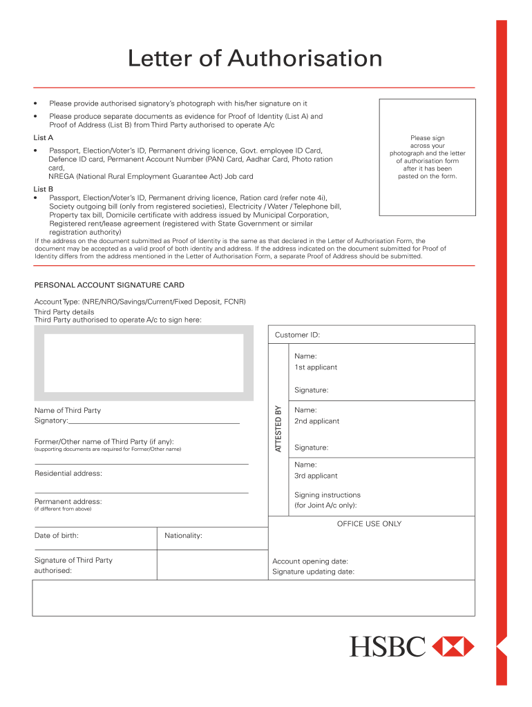 Hsbc Authority to Remit Fund  Form