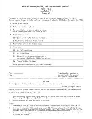 Reliance Capital Unclaimed Dividend  Form