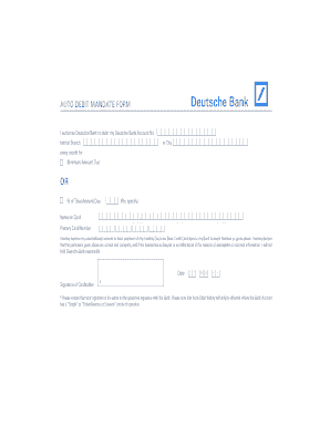 AUTO DEBIT MANDATE FORM Deutsche Bank