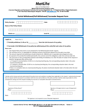 Metlife Surrender Form