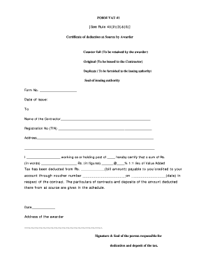 Vat 41 Form