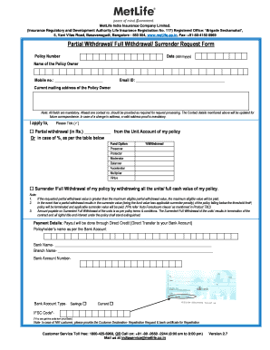 Metropolitan Full Surrender Form