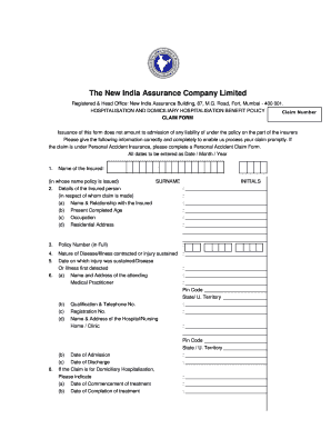 New India Assurance Motor Claim Form PDF