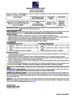 Nrl Vehicle Tender  Form