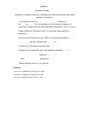 Form 26 for Drug Manufacturing License