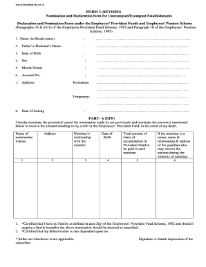 Nomination and Declaration Form Filled Sample