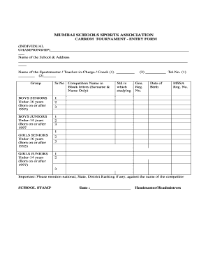 Carrom Tournament Schedule Format