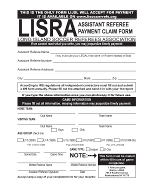 AR Payment Form LI Soccer Referee Association