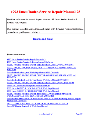 Isuzu Rodeo Owners Manual PDF  Form