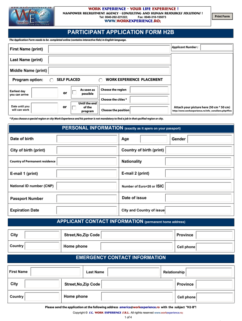 H2b Visa Application Form