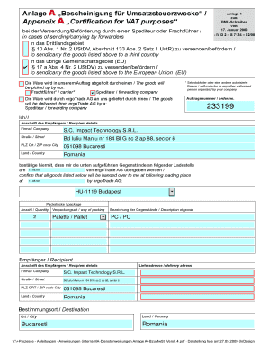 Ausfuhrbescheinigung Englisch Vorlage  Form