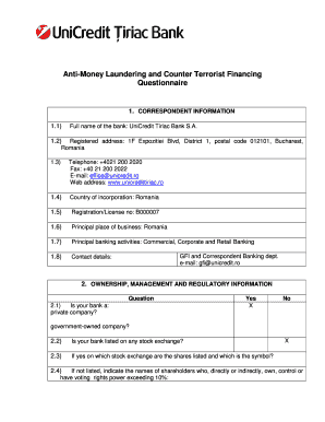 Anti Money Laundering Form PDF