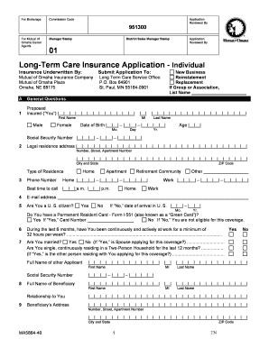 Tennessee Long Term Care Application from Mutual of Omaha Form
