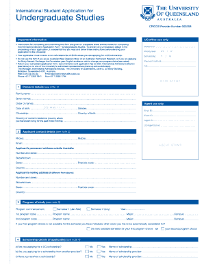  International Student Application Form for Undergraduate Studies PDF Uq Edu 2013-2024