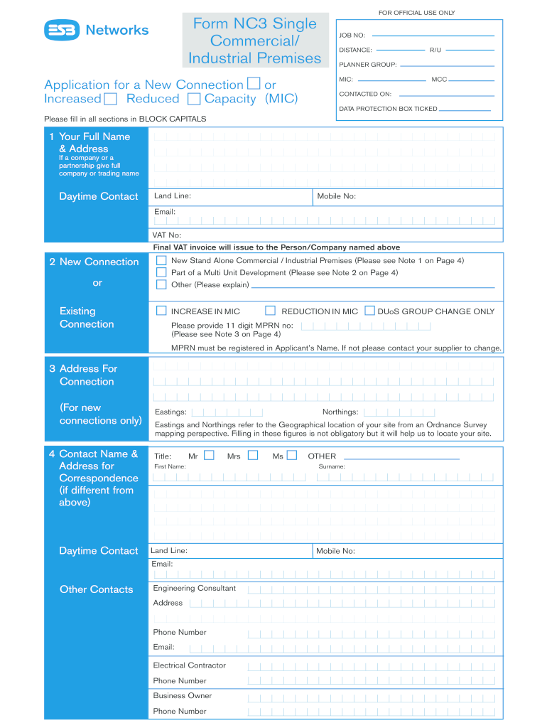 Single Commercial Industrial Form Nc3