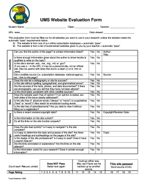 Trudy Griebenow Website Evaluation Form